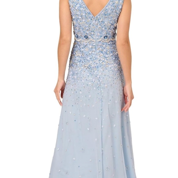 Elegant Blue Evening Gown. Adrianna Papell Women's Beaded Dress. NWT - Picture 2 of 11